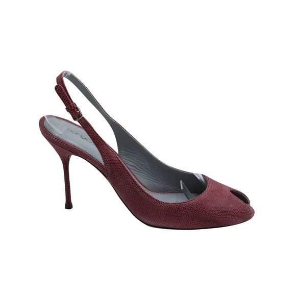 Sergio Rossi Peep-Toe Slingback Pumps in Pink Leather - Picture 1 of 7